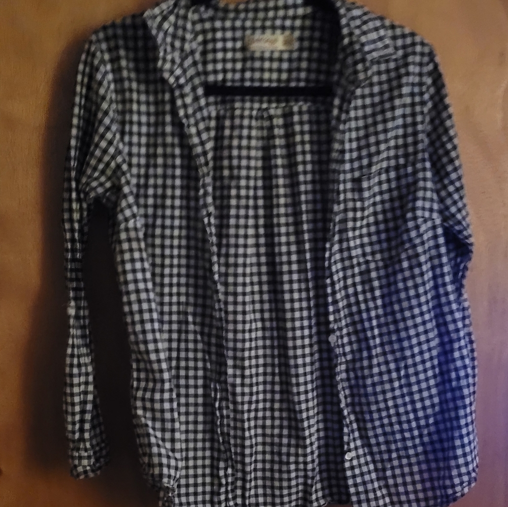 Magpie black white plaid button down